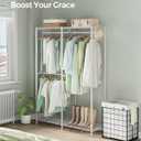 SONGMICS Clothes Rack, Freestanding Wardrobe Closet, Metal Clothing Racks, Heavy-Duty Garment Rack with Adjustable Shelves, Hanging Rods, Dividable, 15.8 x 47.2 x 70.9 Inches, Cloud White ULGR423W01