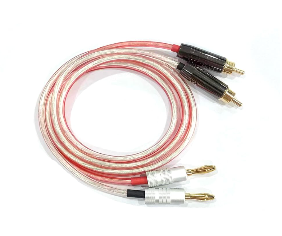 HAIBIANDI 2 RCA to 2 Banana Plug Speaker Cable, 1M, Black, MaletoMale, High Speed, Indoor, Speaker, Subwoofer, Amplifier, Audio Equipment