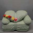 Toddler Chair Toddler Couch: 2-in-1 Kids Chairs Comfy Kids Sofa Fold Out for Girls and Boys 1-3 Years Old, Green Dinosaur