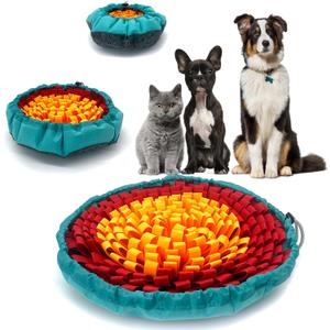 Dog Snuffle-Mat Slow-Feeder-Bowl - Simulating Grassland for Boredom, Encourages Natural Foraging Skills for Pet, Treat Indoor Outdoor Stress Relief Tricolor