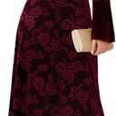 Women's Fall Winter Dress Long Sleeve Velvet Long Maxi Dress with Belt Party Dress Flowy A Line Wedding Guest Dress (Red)