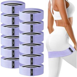 12 Pcs Fabric Resistance Bands for Working Out Booty Workout Stretch Exercise Bands Non Slip for Legs Squat Resistance Loop for Women Men Starter Butt Hip Thigh Fitness