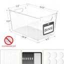 iCASA Clear Organizer Bins - 6 Pack Plastic Pantry Organizers & Storage Containers with Handles & Labels, Home Organization Must Haves for Kitchen, Under Sink, Cabinet Fridge, Bathroom, Shelf, Laundry