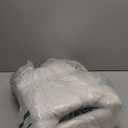 GREENSTELL Small Vanity Stool Chair with Storage and Folding Back, 13.4" x 15" x 30" Square Faux Fur Soft Ottoman, 4 Metal Legs with AntiSlip Feet, Furry Padded Seat for Makeup, Bedroom, White