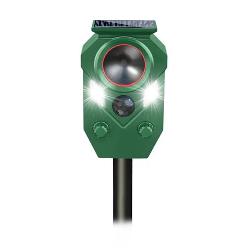 OTSEZE Solar Animal Repellent,Ultrasonic Cat Repellent Outdoor with Motion Sensor,Waterproof Deer Repellent with Flashing Light Defender Mouse,Squirrel,Raccoon,Skunk,Rabbit,Dog for Yard Farm Garden 2 Pack