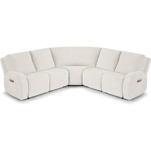 VANSOFY Extra Large Reclining Sectional Couch Covers, Washable 5-Piece Sofa Covers for L Shape Sectional Sofa Corner Seater, Thick, Soft Sofa Slipcovers (5 Seat Recliner Cover, Off White)