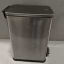 Home Zone Living 4 Gallon Slim Kitchen Trash Can with Soft Close Lid and Step Pedal, Stainless Steel Wastebasket with Removable Liner, Silver