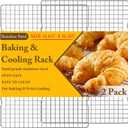 2PCS Cooling Racks for Cooking and Baking -11.65''x16.85''Heavy Duty Stainless Steel Wire Rack for Baking, Grilling, Roasting - Oven & Dishwasher Safe - Fits Half Sheet PanSilver