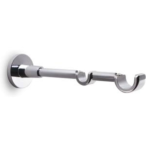 Extensional 1 and 0.65 inch Round Double Rod Bracket with Concrete Wall mounting base plate(Chrome)