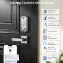 Veise VE017 Fingerprint Smart Door Lock, App Control, 8-in-1 Keyless Entry, Auto Lock, Emergency Power Port, Electronic Touchscreen Keypad, Biometric Smart Locks for Front Door, Satin Nickel