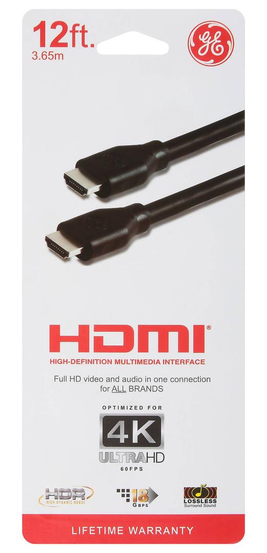 GE 12 ft. (3.05m) High Speed HDMI cable with Ethernet