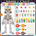 Pasimy Day of The Dead Bulletin Board Set Colorful Sugar Skull Classroom Decorations Mexican Dia De Los Muertos Cutouts with 3D Paper Flowers for Door Wall Decor Fiesta Halloween Party (Fashion)