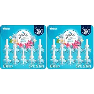Glade PlugIns Refills Air Freshener, Scented and Essential Oils for Home and Bathroom, Aqua Waves, 6.7 Fl Oz, 10 Count (Pack of 2)