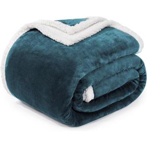 BEAUTEX Sherpa Fleece Throw Blankets, Soft Fluffy Flannel Plush Blanket and Throw, Fuzzy Cozy Cuddle Blankets for Couch Bed Sofa Adults (50" x 60", Dusty Blue)