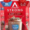 Atkins Strong High Protein Shake, Milk Chocolate, 30g Protein, 7g Prebiotic Fiber, Muscle & Gut Health Support Complex, 4 Count (EXP 05/29/26)