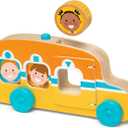 Melissa & Doug GO Tots Wooden Roll & Ride Bus with 3 Disks School Bus Toys for Babies and Toddlers - FSC-Certified Materials