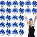 Shappy 24 Pcs 2 Color Metallic Pom Poms for Cheerleading 4 Inch Elastic Cheering Ponytail Holder Cheer Hair Ropes Party Costume Cheer Gifts Bulk for Team Holiday Celebration Volleyball Game (Blue)