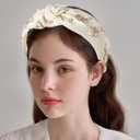 panthra 2 PCS Knotted Headband, Cute Knotted Headband for Women, Non Slip Top Knot Headbands, Thick Elastic Hairband, Black Hair Accessories