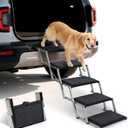 Dog Steps for Car, Truck and SUV - Foldable Pet Stairs for Large Dogs with Non-Slip Rug Surface, Lightweight Dog Ramp Holds Up to 250lbs, 5 Steps