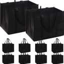 DIOMMELL Set of 10 Reusable Grocery Bags Extra Large Foldable Heavy Duty Shopping Tote Produce Bag with Reinforced Handles, Black