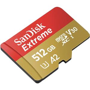 SanDisk 512GB Extreme microSDXC UHS-I Memory Card with Adapter - Up to 160MB/s, C10, U3, V30, 4K, A2, Micro SD - SDSQXA1-512G-GN6MA