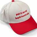Put It On My Boyfriends Tab Embroidery Hat Gifts for Boyfriend 100% Cotton Embroidered Baseball Cap, Adjustable Boyfriends Hat for Everyday Wear