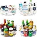4 Pack Lazy Susan 11.5" Inch Turntable Organizer Organization Storage Container Bins Spice Rack Cabinet Rotating Condiment for Pantry Countertop Kitchen Vanity Bathroom Jewelry Holder Clear