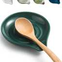 LAUCHUH Spoon Rest for Stove Top, 5 inch Ceramic Cooking Spoon Holder for Kitchen Countertop, Heat-Resistant Large Utensil Rest for Mother's Day, Spatula, Ladle or Tongs, Green