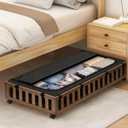 Gashell 2 Pack Bamboo Under Bed Storage with Wheels, 39x20x7.8 Lager Under Bed Storage Containers (Brown)