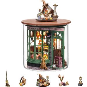 Flever Dollhouse Miniature DIY House Kit Creative Room Dream Bottle Series with Furniture for Romantic Valentine's Gift (Magical Shop)