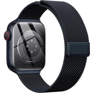 EPULY Compatible with Apple Watch Band 38mm 40mm 41mm 42mm(Series 10),Stainless Steel Mesh Loop Magnetic Clasp Bands for iWatch Series SE 9 8 7 6 5 4 Women Men-42/41/40/38mm Midnight (Series10 42mm/41mm/40mm/38mm)