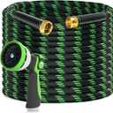 Garden Hose 100ft Flexible Non-Expandable Water Hose Ultra Lightweight Kink-Free Leak-Proof Durable & Abrasion-Resistant with 3/4" Brass Fittings for Patio Yard RV and Outdoor Use