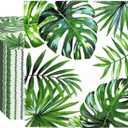 Engrowtic 100 Pcs Tropical Palm Leaf Napkins Luncheon Paper Hawaiian Luau Napkins 6.5 x 6.5'' Square Safari 2 Ply Disposable Jungle Baby Shower Party Decorations for Summer Birthday Supplies