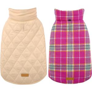 Kuoser Waterproof Dog Coat, Reversible Dog Jacket for Small Dogs, Adjustable Durable Doggie Winter Coat Warm Cozy Puppy Cold Weather Apparel from Small to Large Breed, Rose S (Small (Pack of 1))