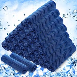 Hosuly 30 Pack Cooling Towels, 40"x12" Ice Breathable Soft Chilly Sweat Rag Microfiber Workout Rags for Gym Cooling Towels for Neck and Face for Yoga Golf Sport Running (Dark Blue)