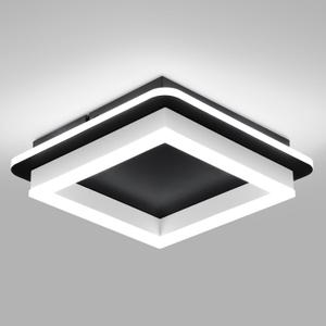 CANEOE Black Led Hallway Light Fixtures 6000K Cold White LED Modern Ceiling Light Fixtures Acrylic Square Flush Mount Ceiling Lamp for Bedroom Kitchen Bathroom Hallway Ceilings Lighting (Matte Black)