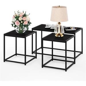 Furinno Camus Modern Living Room Coffee Table with 2 End Tables Set, Americano