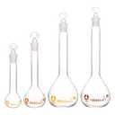 OLYCRAFT 4pcs Volumetric Flask 10ml/25ml/50ml/100ml Volumetric Flask Set with Glass Cap Durability & Chemical Resistance Glass Bottle for Laboratory Project