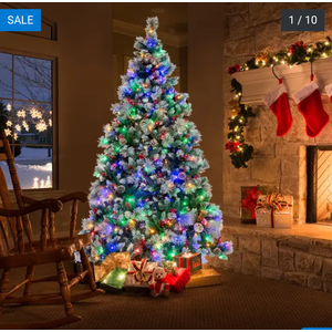  7 FT Pre-Lit Artificial Christmas Tree Hinged with Pine - See Details