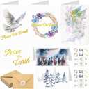 30 Sets Religious Christmas Cards Peace on Earth Garland with Envelopes Christian Christmas Cards Bulk for Jesus Party Gift Favor