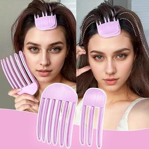 Volumizing Hair Clips for Women - Hair Volume Clip Styling Tools Volumizing Comb for Fluffy Bangs Clips for Root Lift Hair Styling Tools with 10 Elastic Ties. (Pink purple)
