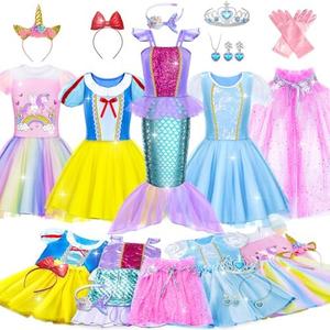 Tlooe Princess Dress Up for Girls - Dress up Clothes for Toddler Girl,Role Play Costume Princess Toys Christmas Birthday Gifts Set for Age 3-8 Year Old