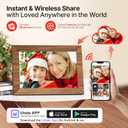 Uhale Digital Picture Frame 32GB Storage 10.1 Inch Wood WiFi Electronic Photo Frames SD Card Slot IPS Touch Screen HD Display Auto Rotate Slideshow Share Videos Photos Instantly Send Wishes Remotely
