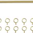 TWOPAGES 16" to 28" Gold Cafe Curtain Rod with Rings, Short Adjustable Rod Set Perfec for Café Curtains and French Doors, 1 Pack