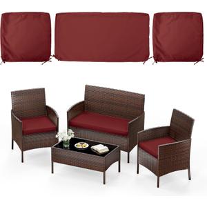 3 Pack of Outdoor Seat Cushion Replacement Set Suitable for 4 Pieces of Wicker Rattan Furniture Terrace Guest Set Sofa Chair (36x18x2, 18x18x2), Only Cover
