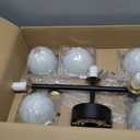 Mid Century Modern Bathroom Vanity Lights - 5-Light Chrome Dimmable LED Fixtures with Frosted Milk Glass, Wall Sconces Included