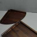 Demigo Floating Round Corner Shelves for Wall 2pcs, Acacia Wood Wall-Mounted Storage Shelves for Home Decor, Space Saving Displays for Living Room, Kitchen, Office, and Bedroom (Dark Brown) (Walnut Color)