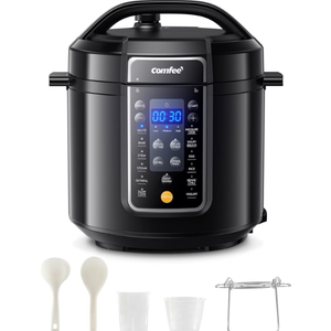 COMFEE Pressure Cooker 6 Quart with 13 Cooking Functions, Olla de Presion Non-Stick Pot Yogurt Maker Rice Cooker Slow Cooker Saut Steamer, Healthy Ceramic Inner Pot (Black)