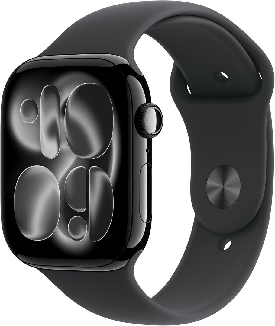 Apple Watch Series 11 [GPS 46mm] Smartwatch with Jet Black Aluminum Case with Black Sport Band - M/L. Sleep Score, Fitness Tracker, Health Monitoring, Always-On Display, Water Resistant