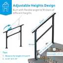 Wrought Iron Handrails for Outdoor Steps - Exterior Hand Rails for Concrete Steps Outside Metal Stair Railing Porch 3 Step